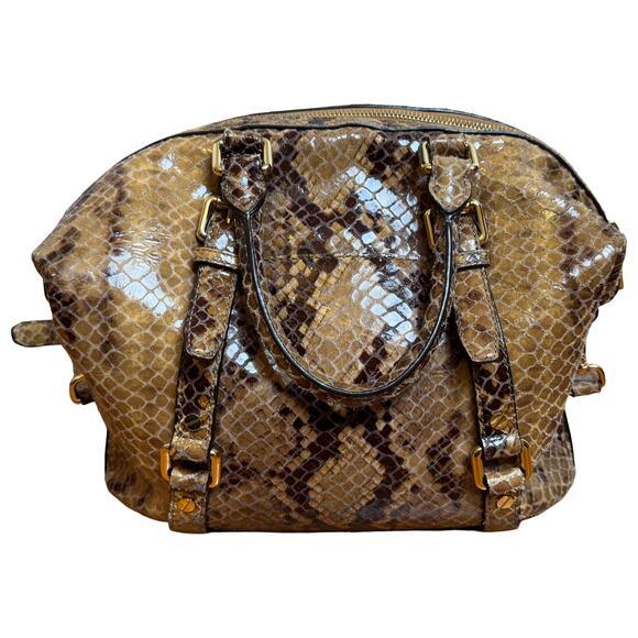 Michael Kors Faux Python Snakeskin Satchel Bag + Adjustable Shoulder Strap - Picture 2 of 15